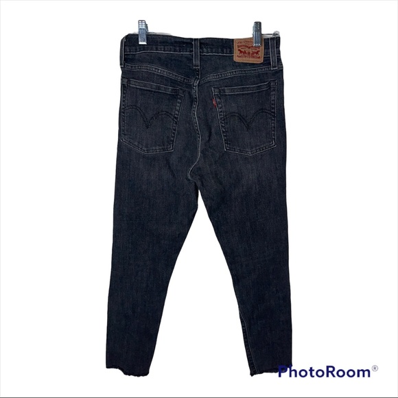 LEVI'S x REVOLVE Dark Gray Button Fly Wedgie Skinny Cropped Jeans Size 29 - Picture 8 of 10